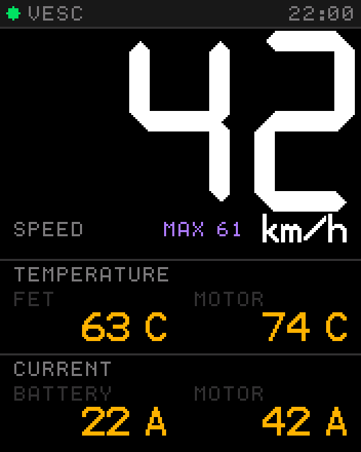 Tosh Dash layout with temperatures and currents
