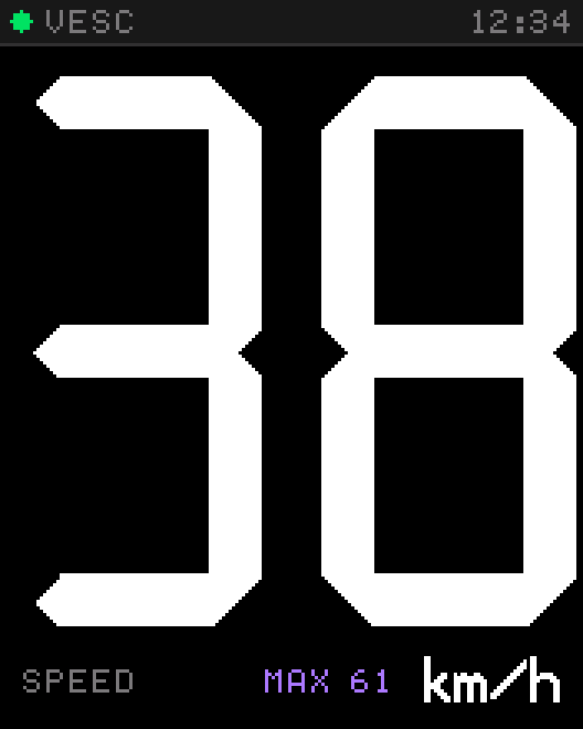 Tosh Dash showing only speed in giant two-digit numbers